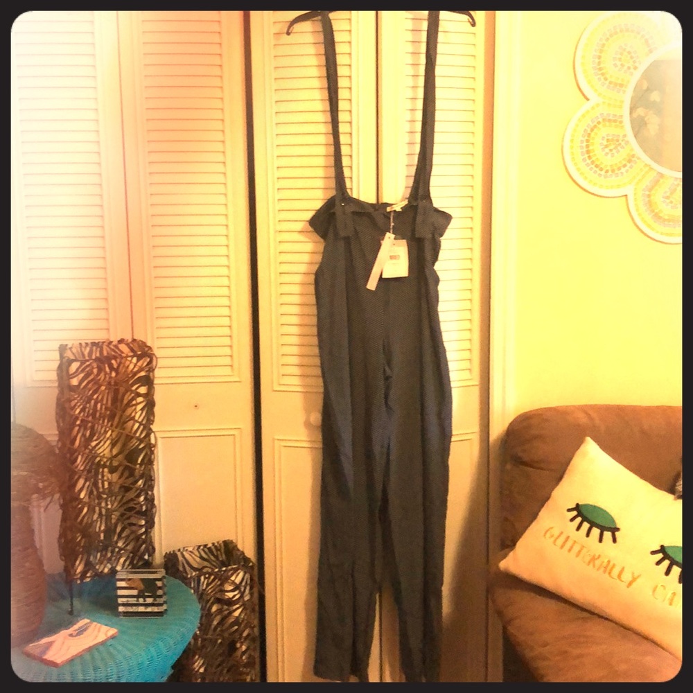 Polka dot high waisted overalls